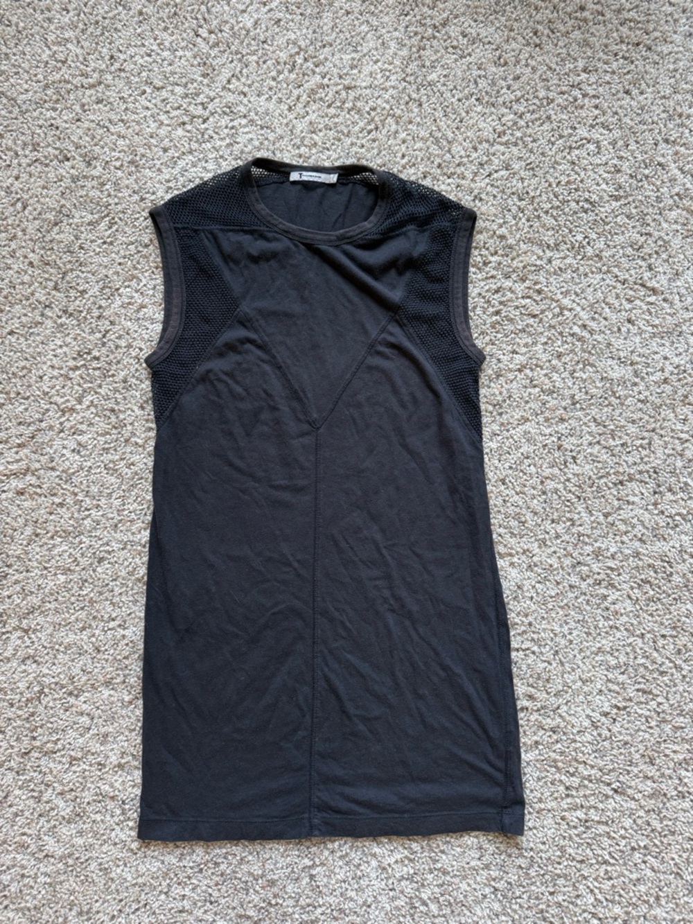 Alexander Wang Black Sleeveless Mesh-Detail Women’s Cotton Mini Dress
